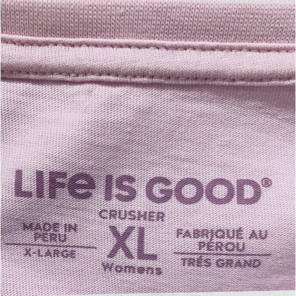 Life is Good Top Womens XL Pink Jackie Tie Dye Smileage Short Sleeve Crusher Vee - Picture 4 of 6